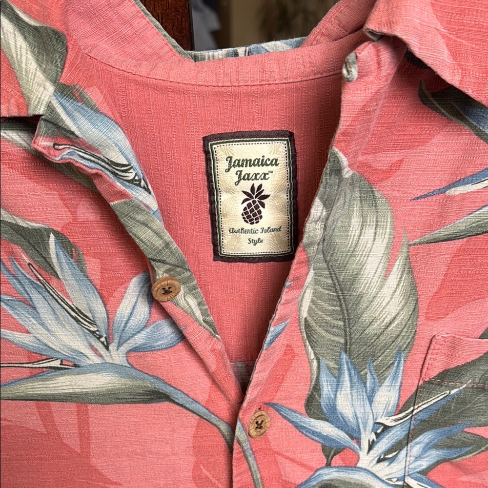Jamaica Jaxx Pink and Blue Botanical Casual Shirt